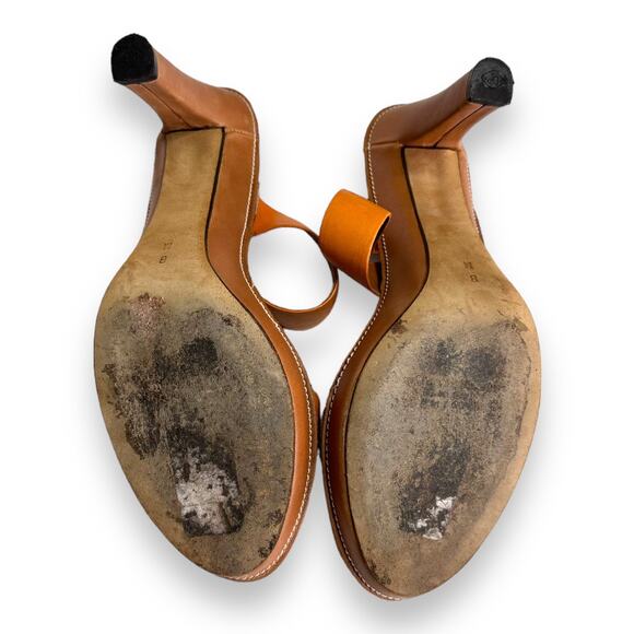 Donald J Pliner Chasta Orange Tan Two Strap Leather Heeled Sandals Womens Size 8 - Picture 7 of 9